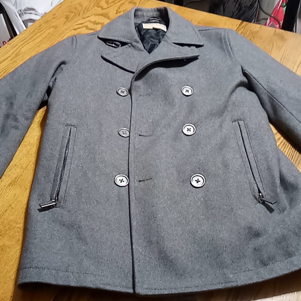 MICHEAL KORS Womens Jacket SMALL Grey Gray Coat WOOL BLEND Preowned LINED Used